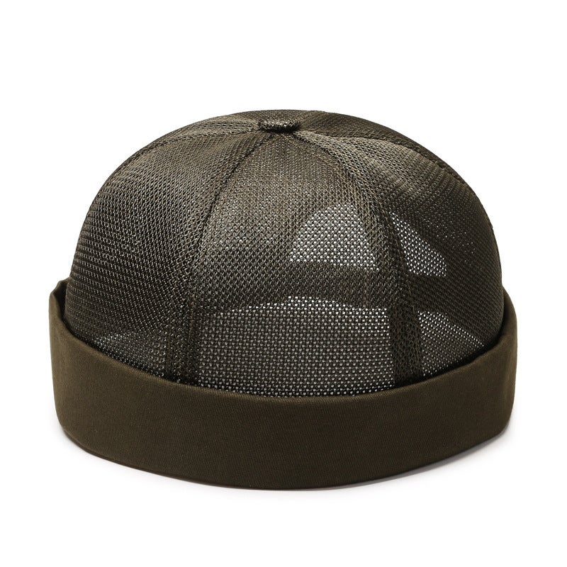 Summer Breathable Mesh Melon Cap Unisex Army Green  - Image 1