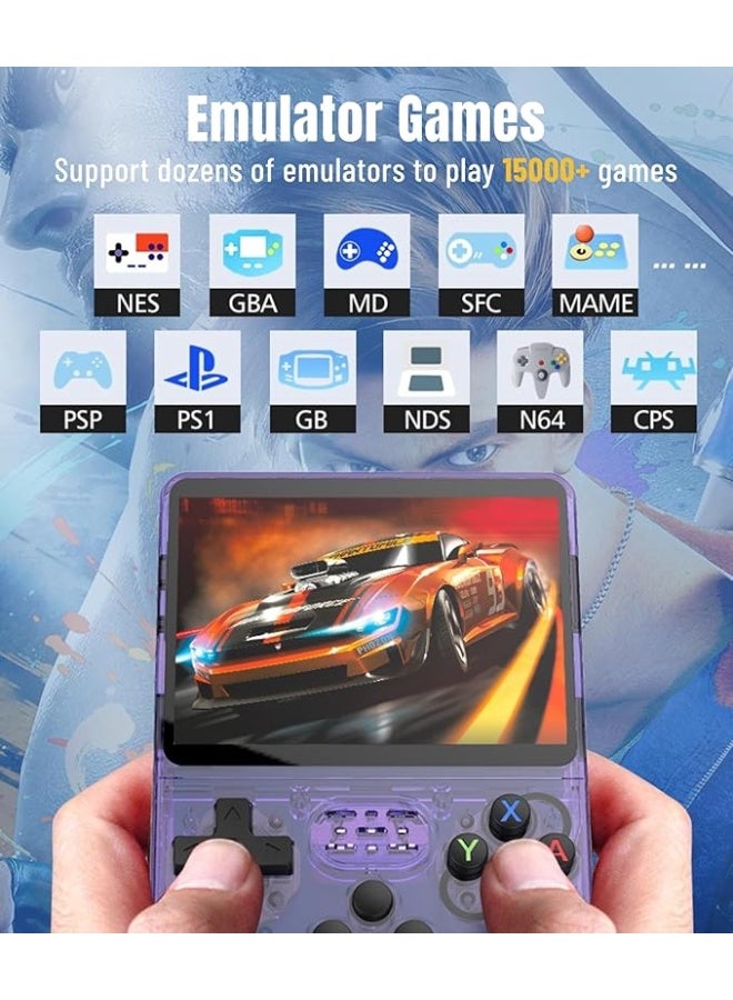 Handheld Retro Gaming Console, 3.5-inch IPS Screen, 640x480 Resolution, Portable Emulator with Built-in Support for Multiple Emulators, OTG and Memory Card Support (64GB), Violet - Image 2