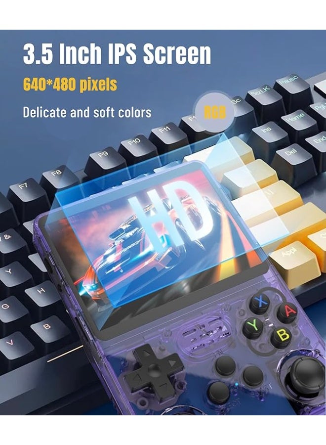 Handheld Retro Gaming Console, 3.5-inch IPS Screen, 640x480 Resolution, Portable Emulator with Built-in Support for Multiple Emulators, OTG and Memory Card Support (64GB), Violet - Image 5