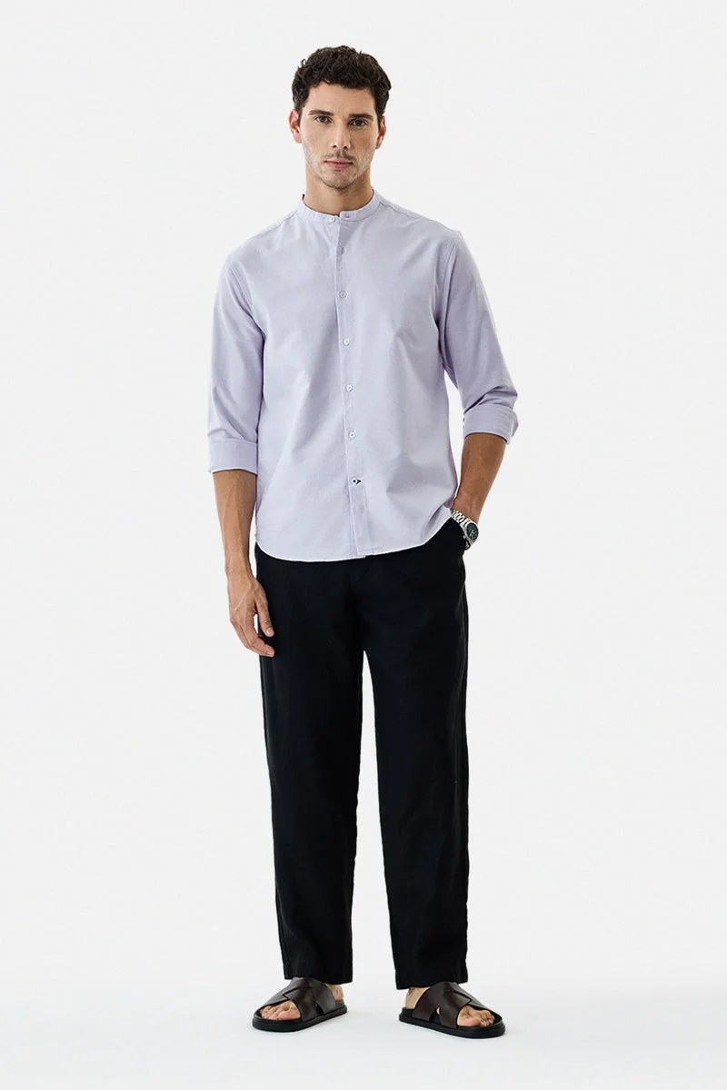 سنيتش Lavender Solid Long Sleeve Regular Fit Shirt