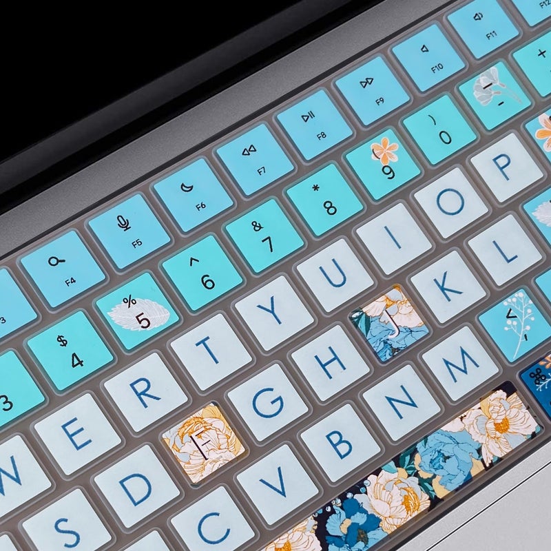 WSLUCKO Keyboard Cover Skin for 2021-2024 MacBook Pro 14/16 (A2442 A2485 A3112 A3401 A3403 A2992 A2779 A2780 A2991 A2918 M1/M2/M3 M4) & MacBook Air 13.6''/15'' (A2681 A3113 A2941 A3114), Peony - Image 3