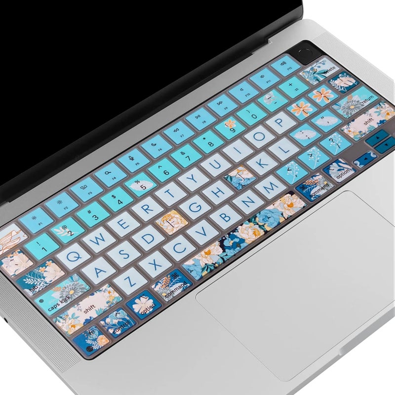 WSLUCKO Keyboard Cover Skin for 2021-2024 MacBook Pro 14/16 (A2442 A2485 A3112 A3401 A3403 A2992 A2779 A2780 A2991 A2918 M1/M2/M3 M4) & MacBook Air 13.6''/15'' (A2681 A3113 A2941 A3114), Peony - Image 5