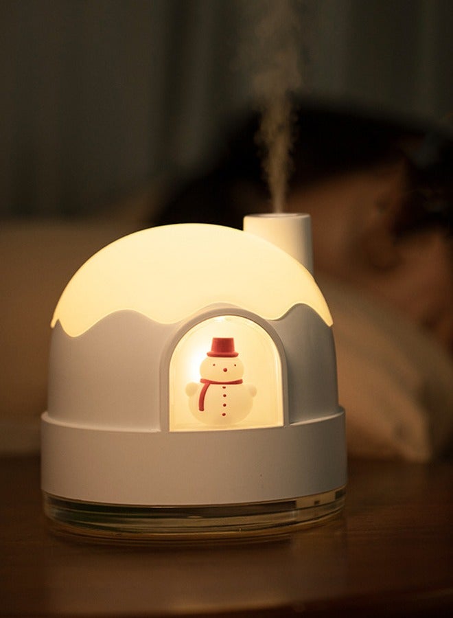 HaveDream New Cute Silent Snowhouse Night Light Humidifier USB Small Desktop Home Mini Air Humidifier White - Image 4