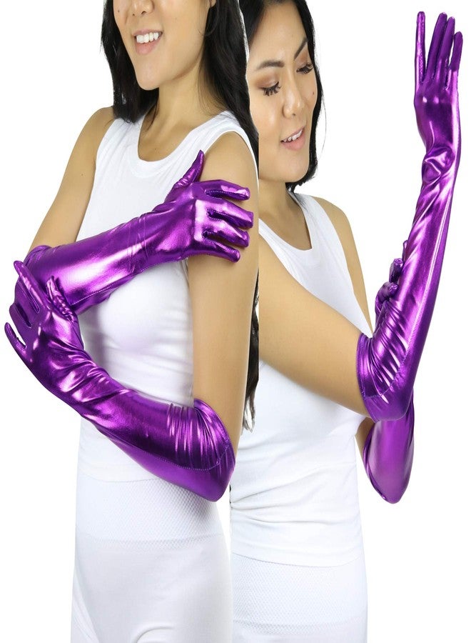 قفازات معدنية طويلة للغاية للنساء من ToBeInStyle - بنفسجي - Image 3