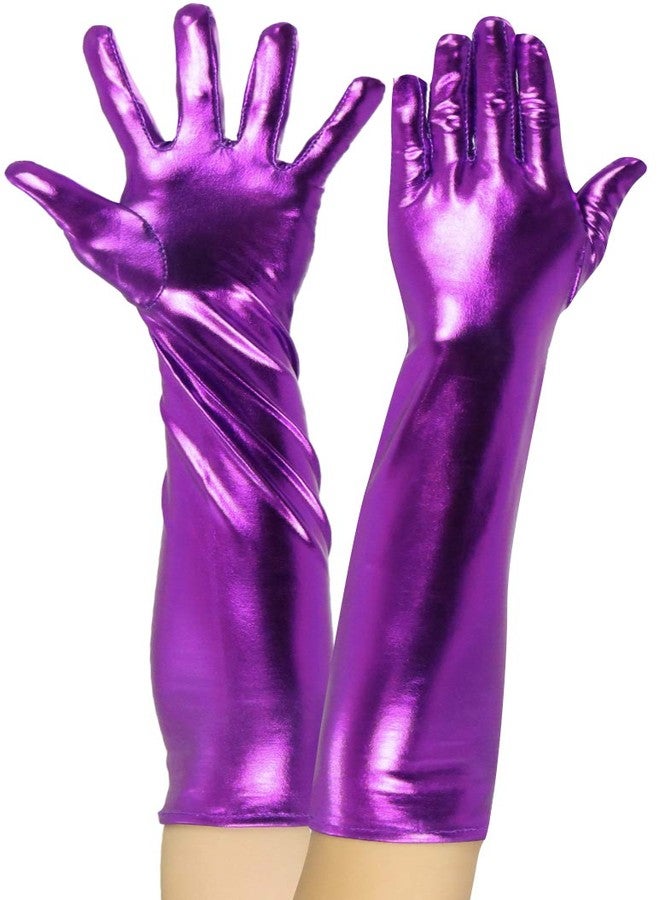 قفازات معدنية طويلة للغاية للنساء من ToBeInStyle - بنفسجي - Image 4