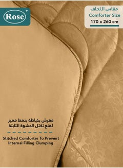 Rose ROSE Luxurious Flory Comforter, Premium Cotton Alternative Microfiber, Set of 4 pieces, Super Soft Cozy Breathable Cooling Lightweight, Extra Twin size 260x170 cm, Camel  - Image 4