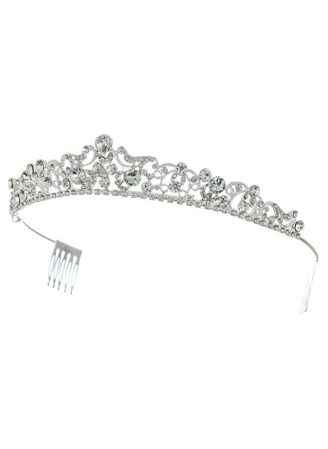 SAMKY Bridal Rhinestone Crystal Tiara Crown Wedding Headpiece With Bride'S Hair Accessories  - Image 2