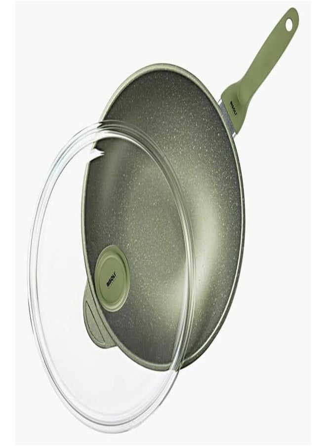 برايت ستون Risoli 32cm GreenStone Nonstick Induction Wok with Lid – Die-Cast Aluminum, Eco-Friendly, Made in Italy  - Image 3