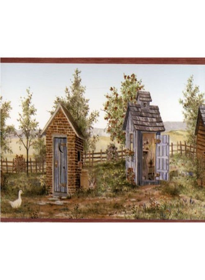 Fine Décor Heart of the Country Outhouse Shed Wallpaper Border FDB50166 - Image 1