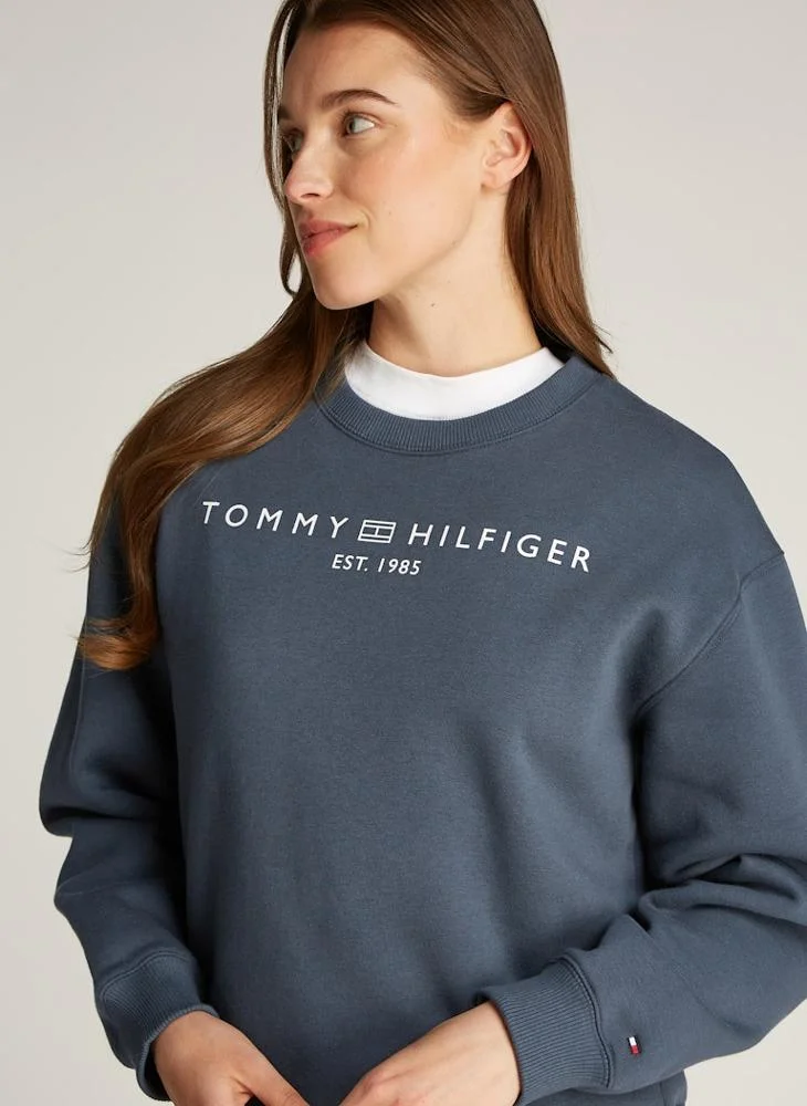 تومي هيلفيغر Crew Neck Logo Sweatshirt