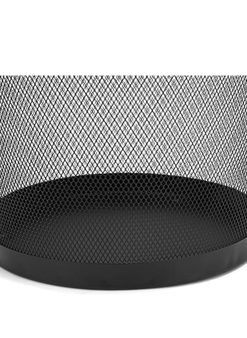 Yuwell Round Recycling Open Top Mesh Trash Can Waste Basket Without Lid For Home Office College Kitchen And Bathroom Commercial Trash Can Fits Under Desk 27.5X23.5CM Black  - Image 2