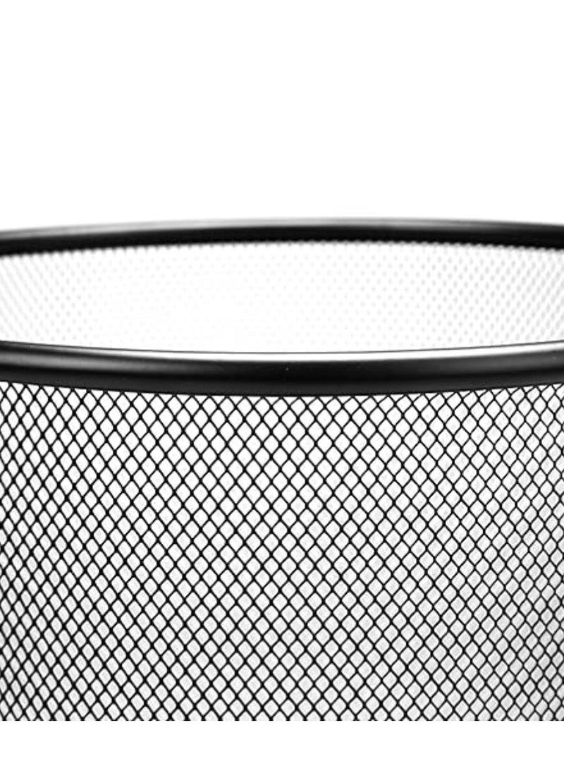 Yuwell Round Recycling Open Top Mesh Trash Can Waste Basket Without Lid For Home Office College Kitchen And Bathroom Commercial Trash Can Fits Under Desk 27.5X23.5CM Black  - Image 3