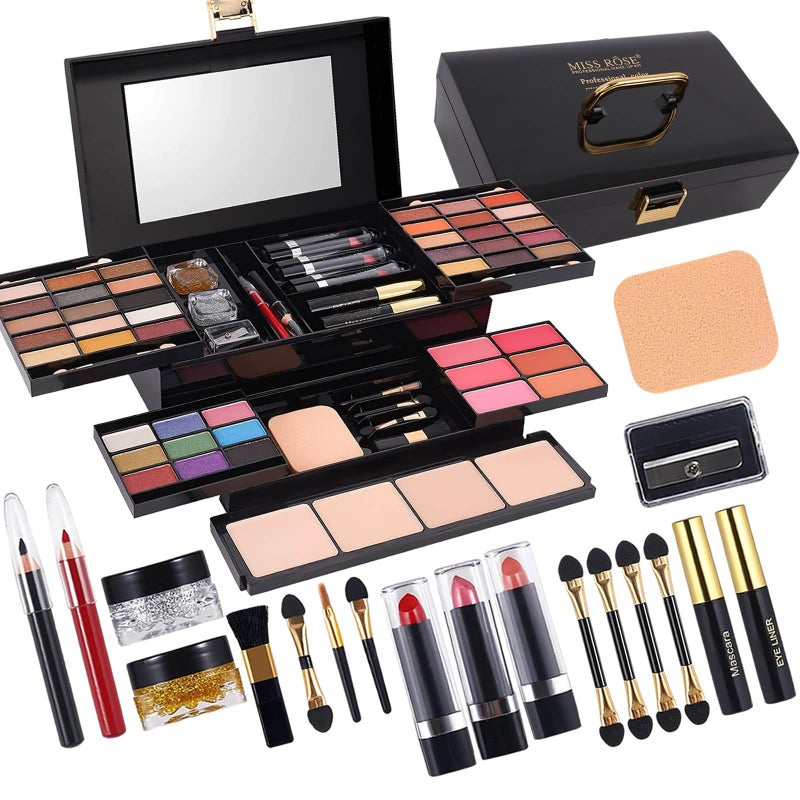 MISS ROSE M 58 Color Professional Makeup Kit for Women Full Kit, Include Eyeshadow Facial Blusher Eyebrow Powder Face Concealer Powder Eyeliner Pencil and a Mirror(331N) - Image 1