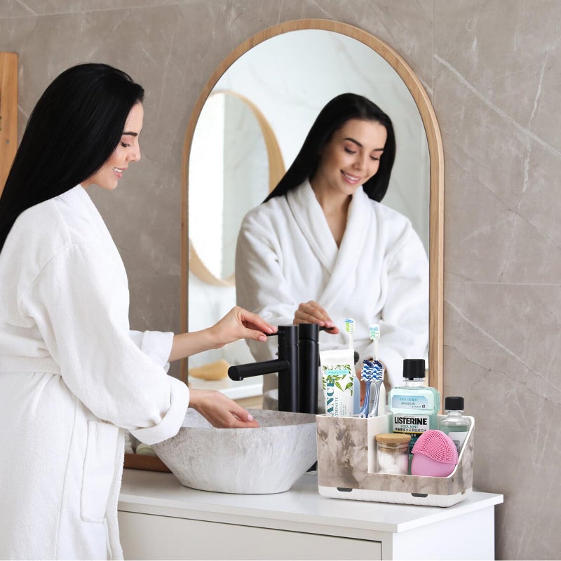 Parkmani Toothbrush Holders For Bathroom Countertop  Electric Toothbrush And Toothpaste Holder  Bathroom Accessories Vanity Organizer  Bathroom Organizers And Storage (White Marble Grain) - Image 2