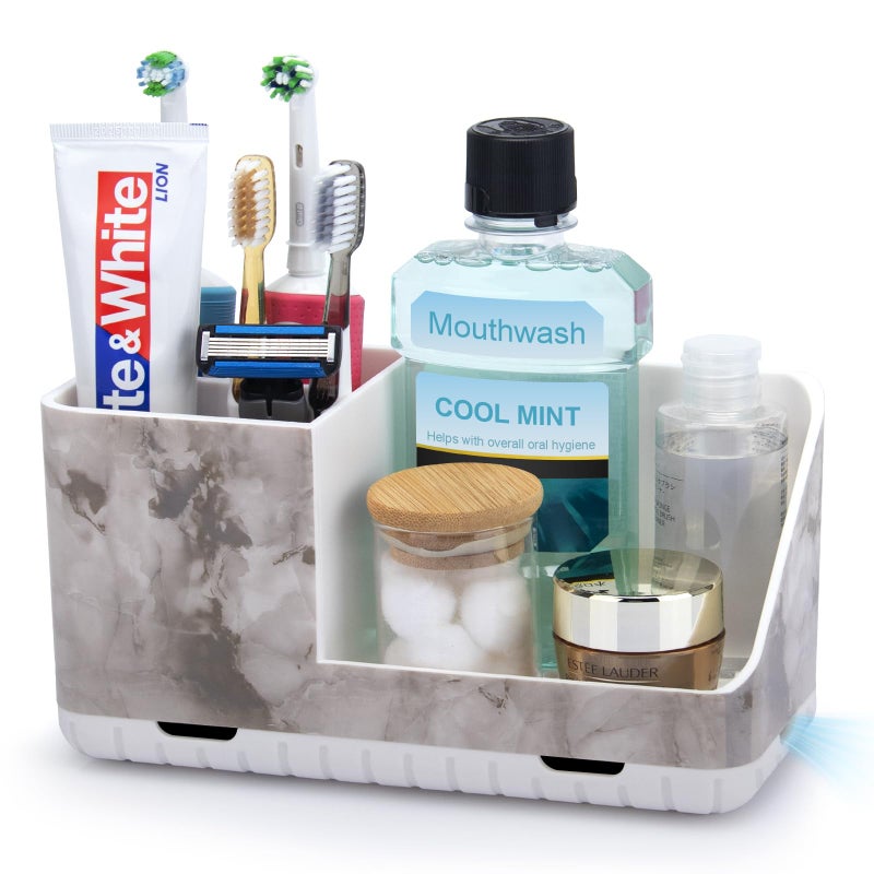 Parkmani Toothbrush Holders For Bathroom Countertop  Electric Toothbrush And Toothpaste Holder  Bathroom Accessories Vanity Organizer  Bathroom Organizers And Storage (White Marble Grain) - Image 1