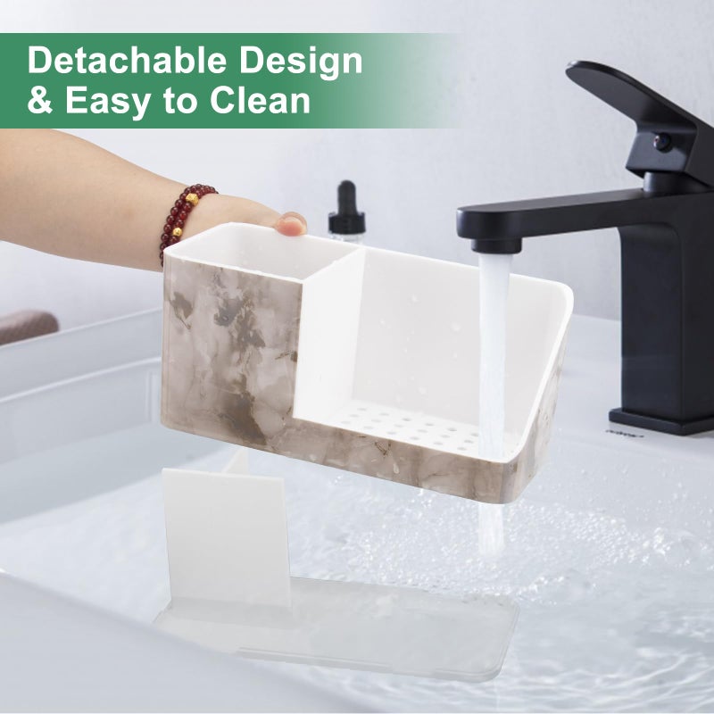Parkmani Toothbrush Holders For Bathroom Countertop  Electric Toothbrush And Toothpaste Holder  Bathroom Accessories Vanity Organizer  Bathroom Organizers And Storage (White Marble Grain) - Image 4