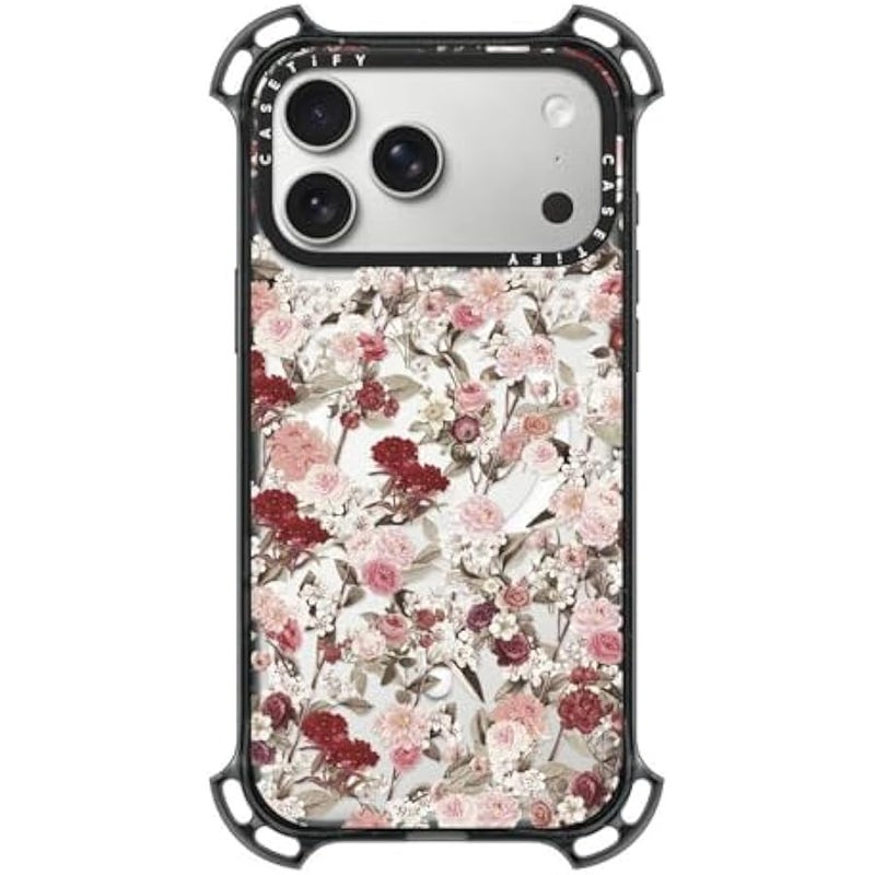 Casetify Bounce iPhone 17 Pro Max Case 【Shockproof/Compatible with Magsafe / 21.3 ft. 7X Military Grade Drop Protection】 - Vintage Flower Monday - Clear Black - Image 1
