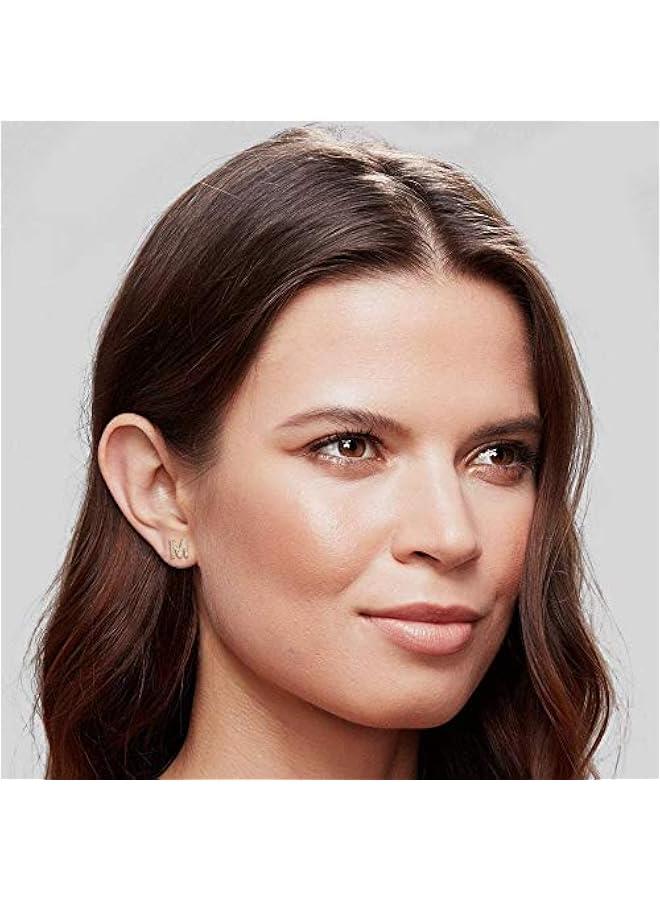 PAVOI 14K Gold Plated 925 Sterling Silver Cubic Zirconia Initial Letter Stud Earrings for Women | Simulated Diamond Alphabet Letter Earrings - Image 2