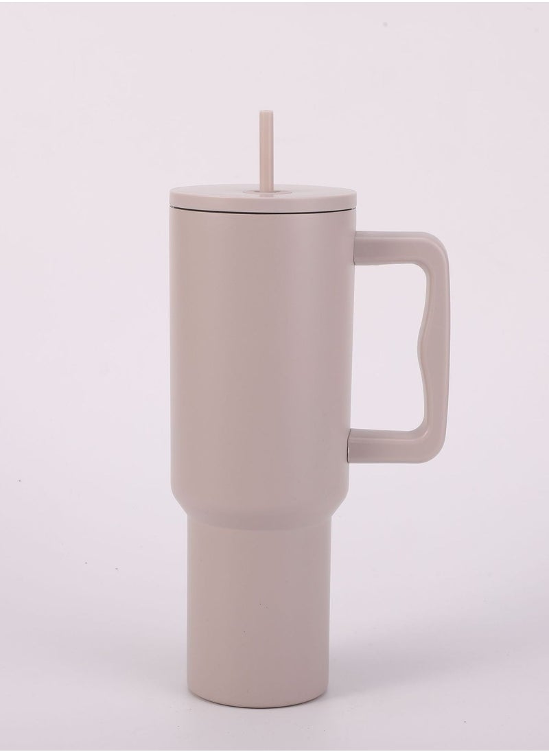 Quencher H2.0 FlowState Stainless Steel Vacuum Insulated Tumbler with Lid and Straw for Water, Iced Tea or Coffee, Smoothie and More, Cream, 40 oz