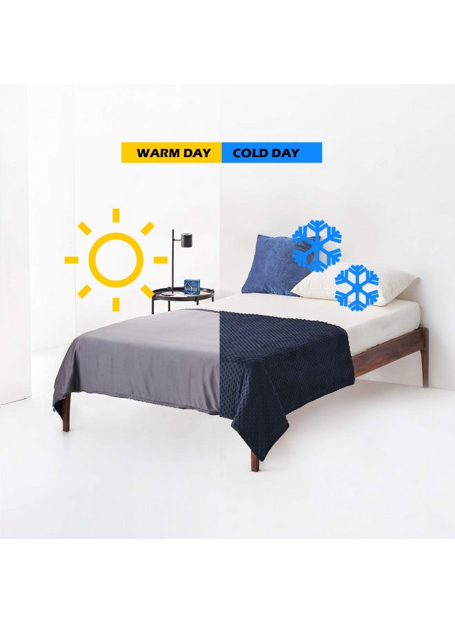 YnM - YnM Cotton Duvet Cover for Weighted Blankets (Dark Grey, 60''x80''). - Image 1