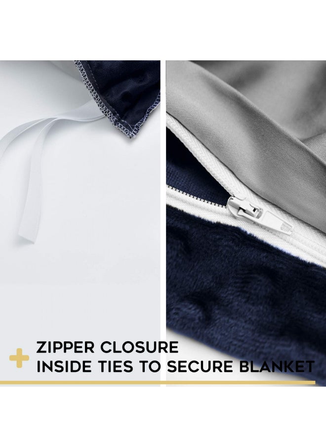 YnM - YnM Cotton Duvet Cover for Weighted Blankets (Dark Grey, 60''x80''). - Image 1