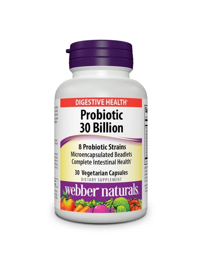 Webber naturals High Potency 30 Billion Cfu Probiotics For Men Women And Adults Shelf Stable (No Refrigeration Required) 8 Probiotic Strains 30 Vegetarian Capsules For Digestive Health  - Image 1