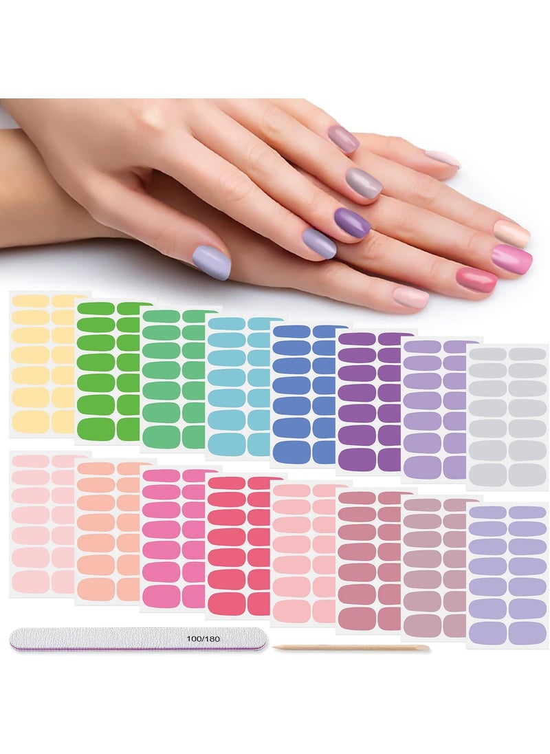 DANNEASY - DANNEASY 16 Sheets Nail Wraps for Women Stick On Nail Polish Strips Solid Color Gel Nail Strips Self Adhesive Nail Polish Stickers Manicure Sticker for Nail Art with Nail File, Cuticle Stick - Image 1