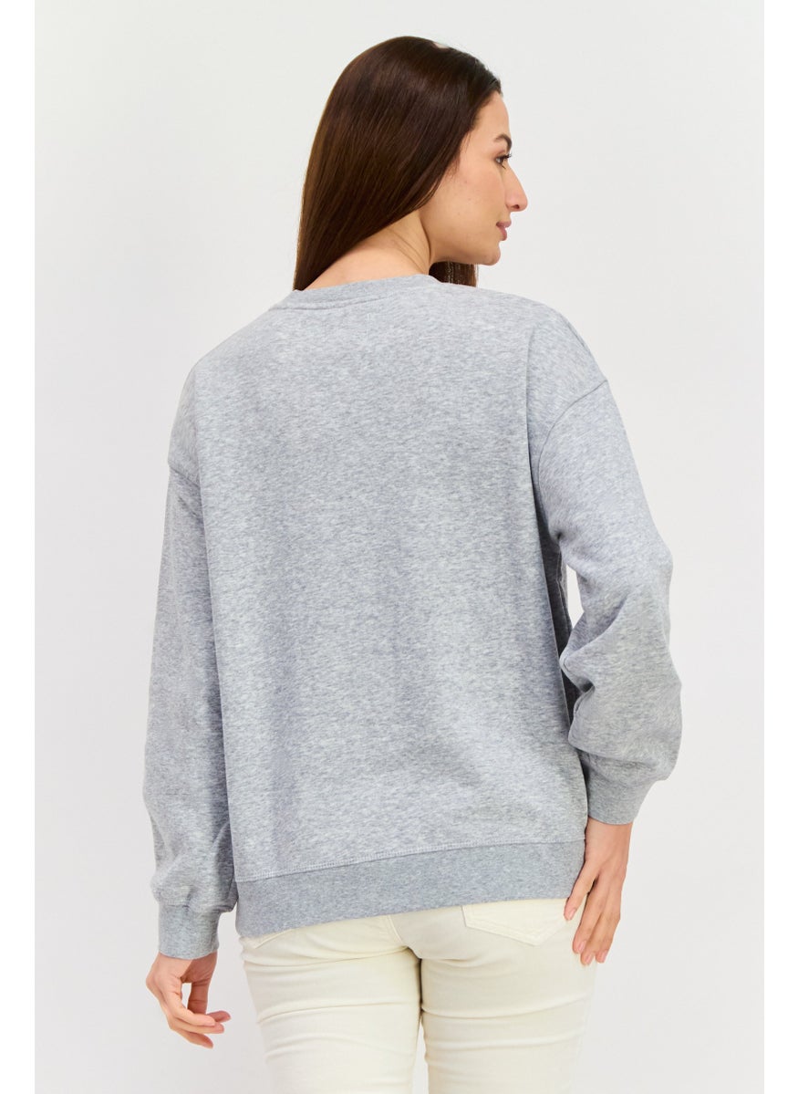 Pepe Jeans Women Crew Neck Embroidered Logo Sweatshirt, Grey  - Image 2