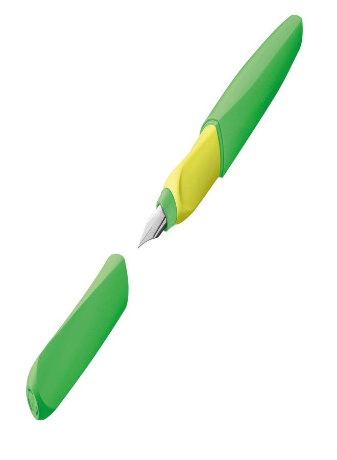 Pelikan Twist Fountain Pen with 2 Ink Cartridges, Medium Nib, Neon Green, Blister Card (807302) - Image 1