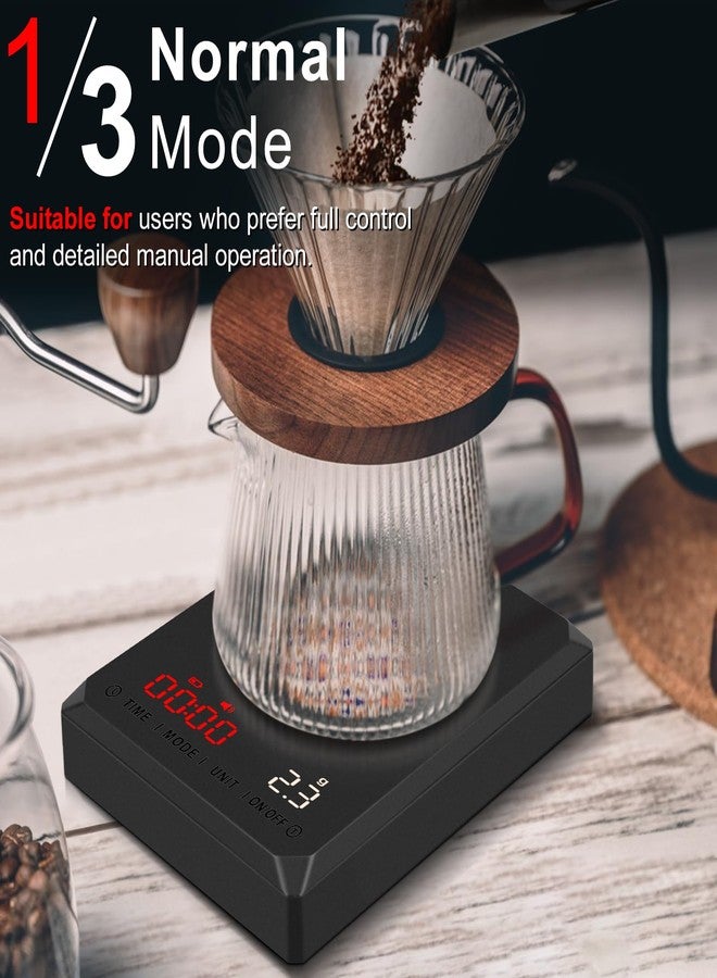 Fuzion Mini Coffee Scale with Timer - Espresso Scale Rechargeable 2kg x 0.1g Accuracy, 3-Mode Timer, LED Display, Digital Coffee Scale for Pour-Over, Espresso, Kitchen Use - Image 3