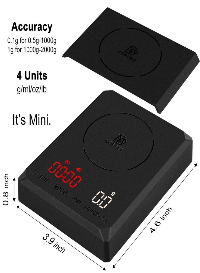 Fuzion Mini Coffee Scale with Timer - Espresso Scale Rechargeable 2kg x 0.1g Accuracy, 3-Mode Timer, LED Display, Digital Coffee Scale for Pour-Over, Espresso, Kitchen Use - Image 2