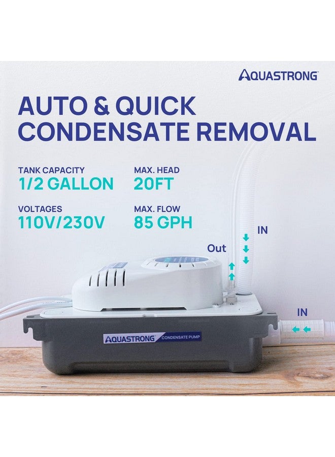 Aquastrong Aquastrong 1/38 HP 85 GPH HVAC Condensate Pump, 115V/230V, Automatic Safety Switch, AC Condensate Removal for Air Conditioner, Furnace, Dehumidifier, 3.3' Power Cord - Image 2