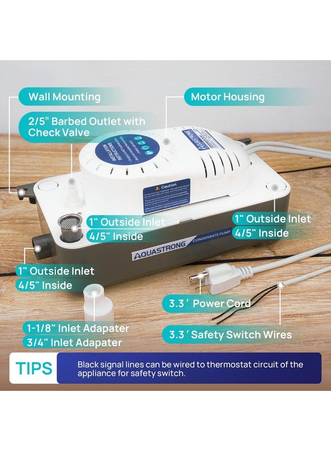 Aquastrong Aquastrong 1/38 HP 85 GPH HVAC Condensate Pump, 115V/230V, Automatic Safety Switch, AC Condensate Removal for Air Conditioner, Furnace, Dehumidifier, 3.3' Power Cord - Image 5