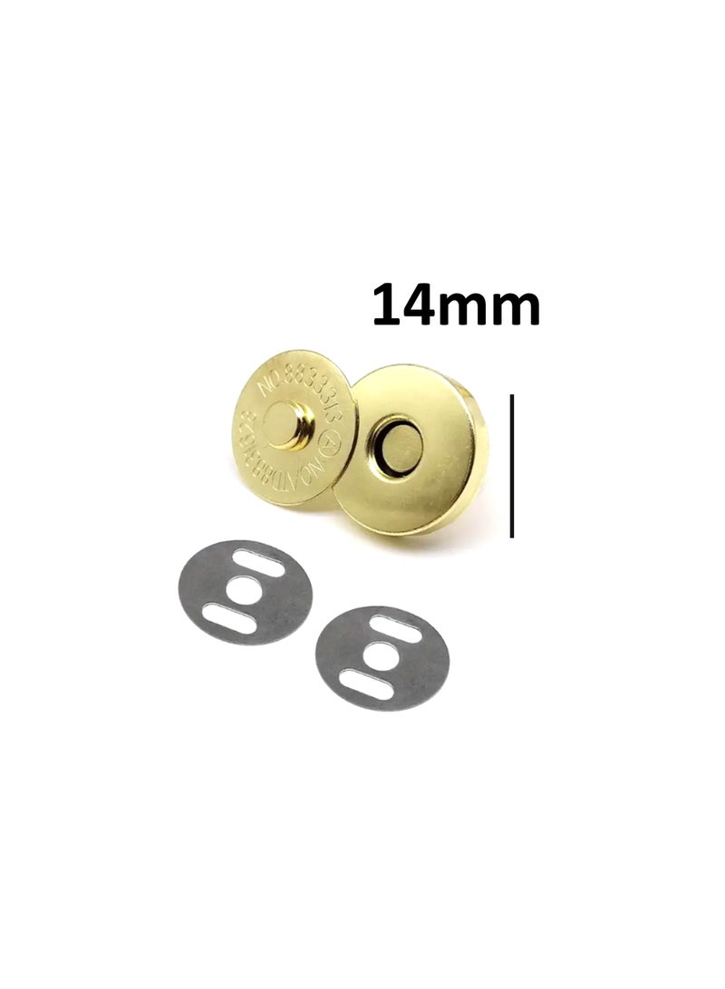 25 Sets 14mm Magnetic Snaps, Gold-Tone Metal Purse Clasp Buttons for Handbags, Purses, Bags, Jackets & DIY Sewing Craft Projects - Image 1