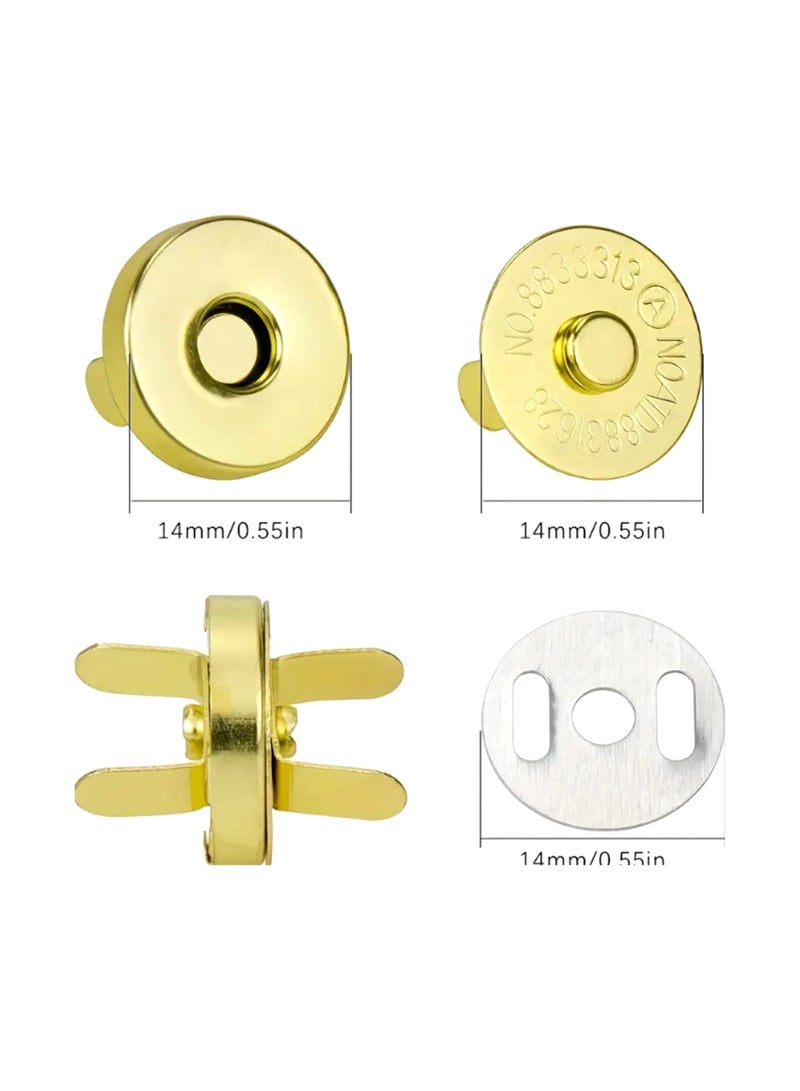 25 Sets 14mm Magnetic Snaps, Gold-Tone Metal Purse Clasp Buttons for Handbags, Purses, Bags, Jackets & DIY Sewing Craft Projects - Image 2