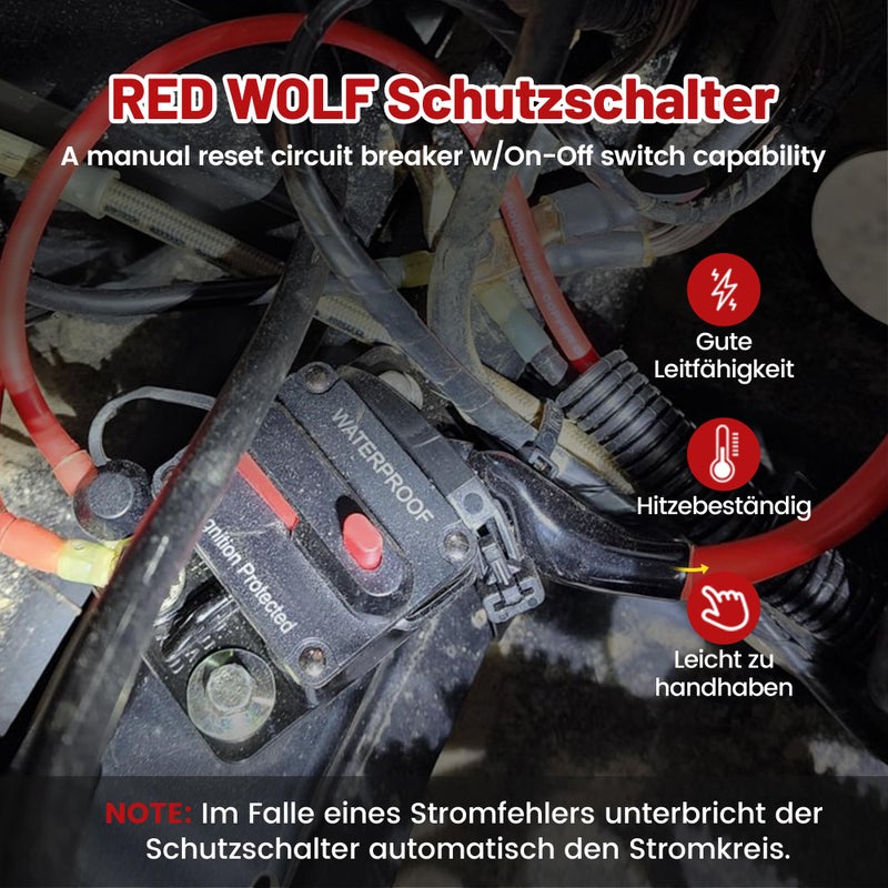 RED WOLF RED WOLF 100A Circuit Breaker Waterproof Car Audio Inline Circuit Breaker w/Manual Reset Fuse Holder Inverter,for Car Motor Marine Boat,for Car Audio Solar Inverter System Protection,DC 12V-48V  - Image 2