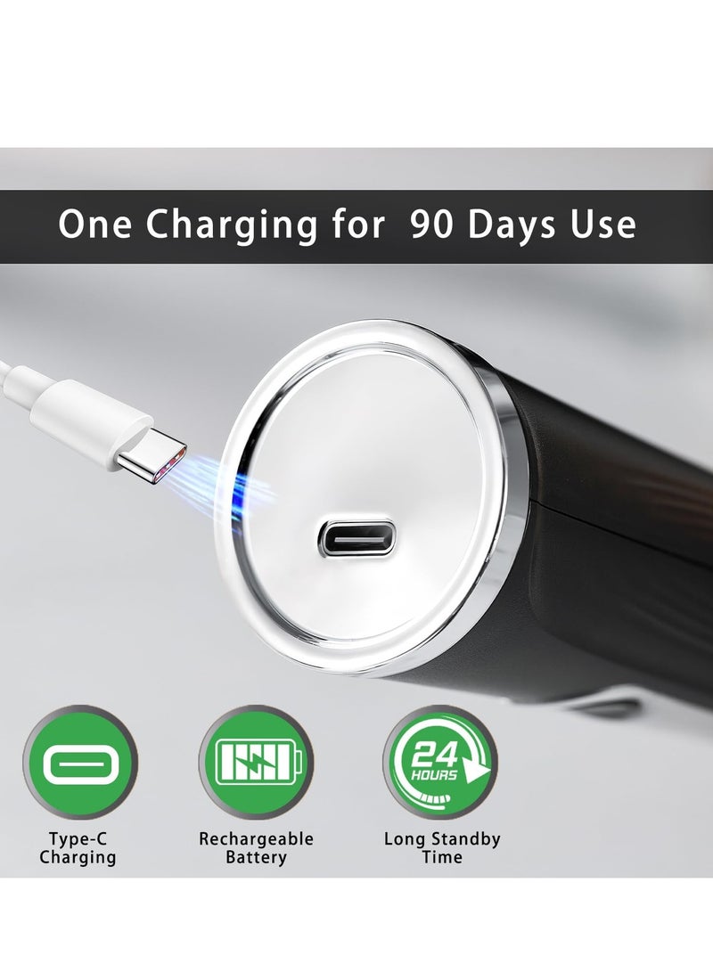 Powerful Electric Milk Frother for Coffee, Rechargeable Milk Frother, 3 Speed and 2 Head Handheld Frother, Blender for Frappe, Latte, Cappuccino, Matcha White  - Image 2