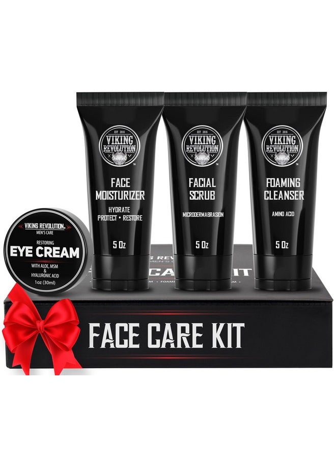 Viking Revolution Viking Revolution Mens Facial Skin Care Kit - Includes Rejuvenating Face Moisturizer (5oz) Microdermabrasion Facial Scrub (5oz) Foaming Cleanser (5oz) Eye Cream (1oz)  - Image 1