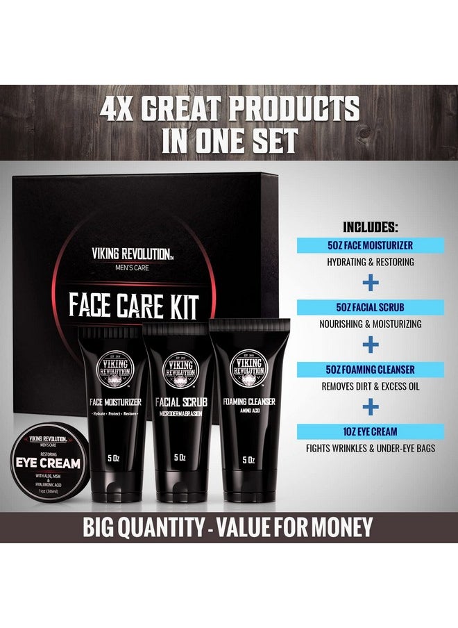 Viking Revolution Viking Revolution Mens Facial Skin Care Kit - Includes Rejuvenating Face Moisturizer (5oz) Microdermabrasion Facial Scrub (5oz) Foaming Cleanser (5oz) Eye Cream (1oz)  - Image 4
