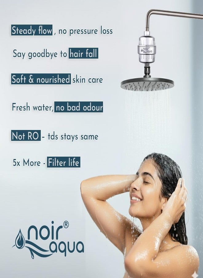 Noir Aqua فلتر رأس الدش والصنبور من نوار أكوا ذو 22 مرحلة لتنقية المياه العسرة في الحمام SF-22 برو | مُنقي المياه | يقلل تساقط الشعر، يحمي البشرة | يزيل الكلور والمواد الكيميائية الضارة - Image 5