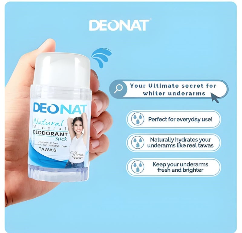 ديونات مزيل العرق المعدني الطبيعي – أصلي | خالي من العطور | مزيل العرق الكريستالي الخالي من الألومنيوم | حماية طويلة الأمد من الرائحة | للرجال والنساء - Image 2