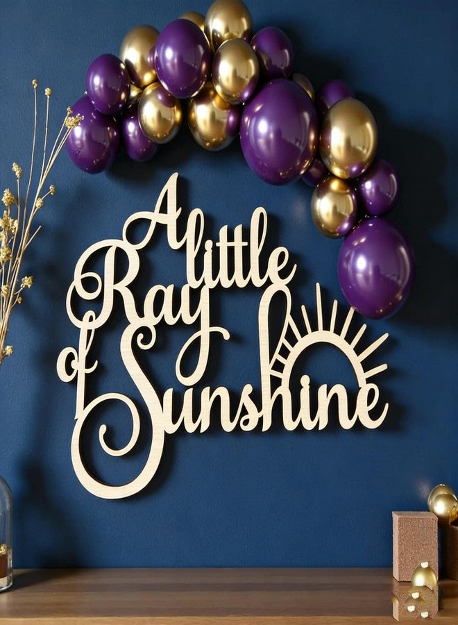 QENWWENG A little Ray of Sunshine Sign for Backdrop,Wooden Sunshine Baby Shower Party Decorations,A Little Sunshine is on the Way Banner for 1st Birthday Party Decorations - Image 2