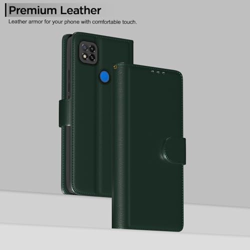 Pikkme Flip Cover Leather Finish | Inside TPU with Card Pockets | Wallet Stand and Shock Proof | Complete Protection Flip Case for Redmi 10A/10A Sport/Redmi 9/Redmi 9 Activ/9C/Poco C31(Green) - Image 2