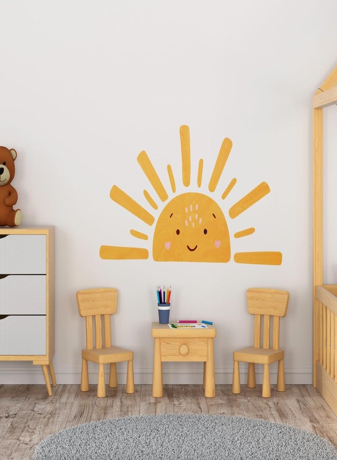 KIRIN Smiling Half Sun Wall Decal, Here Comes The Son Sticker Baby Shower Decor, Sunrise Decoration Sticker, Cartoon Smiley Sun Decal, Kids Room Sun Wall Art Decoration - Image 5