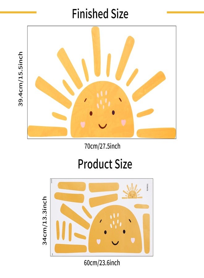KIRIN Smiling Half Sun Wall Decal, Here Comes The Son Sticker Baby Shower Decor, Sunrise Decoration Sticker, Cartoon Smiley Sun Decal, Kids Room Sun Wall Art Decoration - Image 2