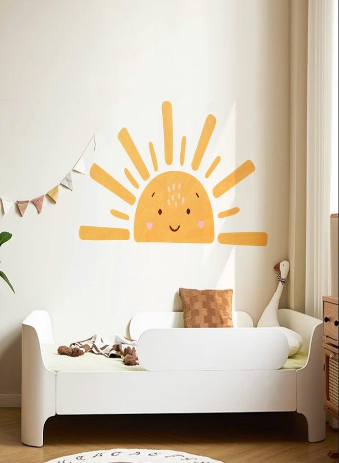 KIRIN Smiling Half Sun Wall Decal, Here Comes The Son Sticker Baby Shower Decor, Sunrise Decoration Sticker, Cartoon Smiley Sun Decal, Kids Room Sun Wall Art Decoration - Image 4