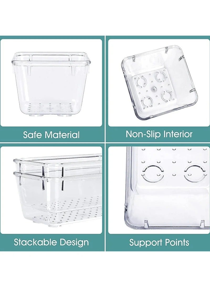 rayze 25 PCS Clear Plastic Drawer Organizers Set, 4-Size Versatile Bathroom and Vanity Drawer Organizer Trays, Storage Bins for Makeup, Bedroom, Kitchen Gadgets Utensils and Office - Image 5