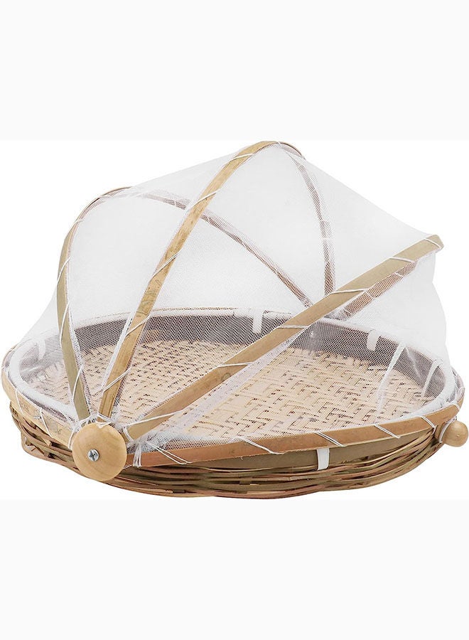 AKDC Yarnow Food Serving Basket Tent Basket Bamboo Picnic Basket Hand- Woven Meal Table Food Tray Cover With Mesh Gauze Cover For Vegetable Fruit Bread - Image 4