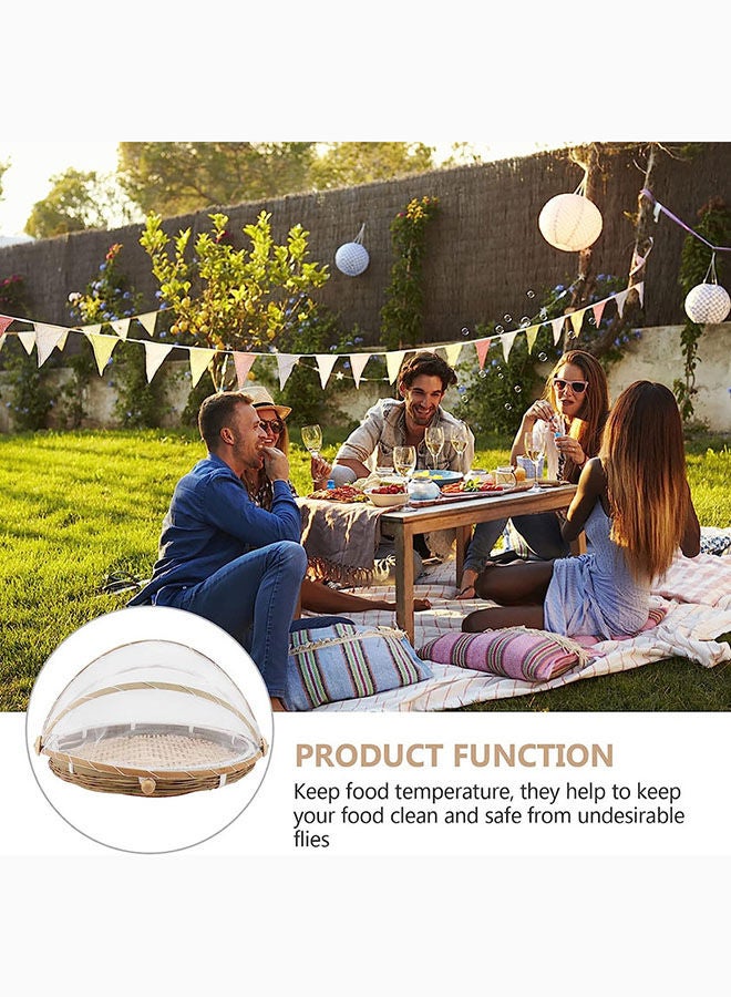AKDC Yarnow Food Serving Basket Tent Basket Bamboo Picnic Basket Hand- Woven Meal Table Food Tray Cover With Mesh Gauze Cover For Vegetable Fruit Bread - Image 5