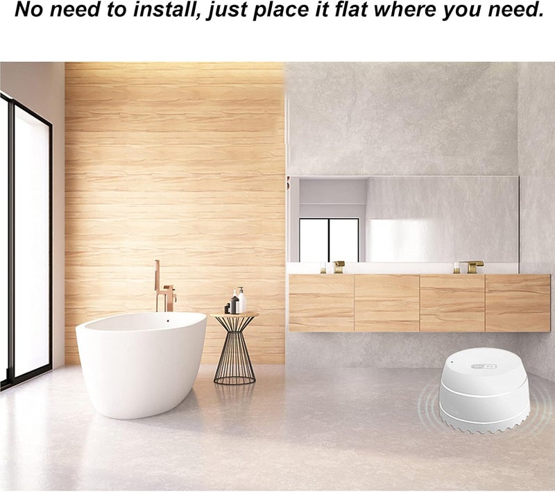 كلاراكو كاشف تسرب المياه عبر شبكة WiFi من TUYA، تطبيق إنذار ذكي، تذكير، مستشعر مياه ذكي عبر شبكة WiFi، كاشف إنذار تسرب المياه، كاشف تسرب المياه، كاشف الفيضانات للحمام وغرفة النوم - Image 5